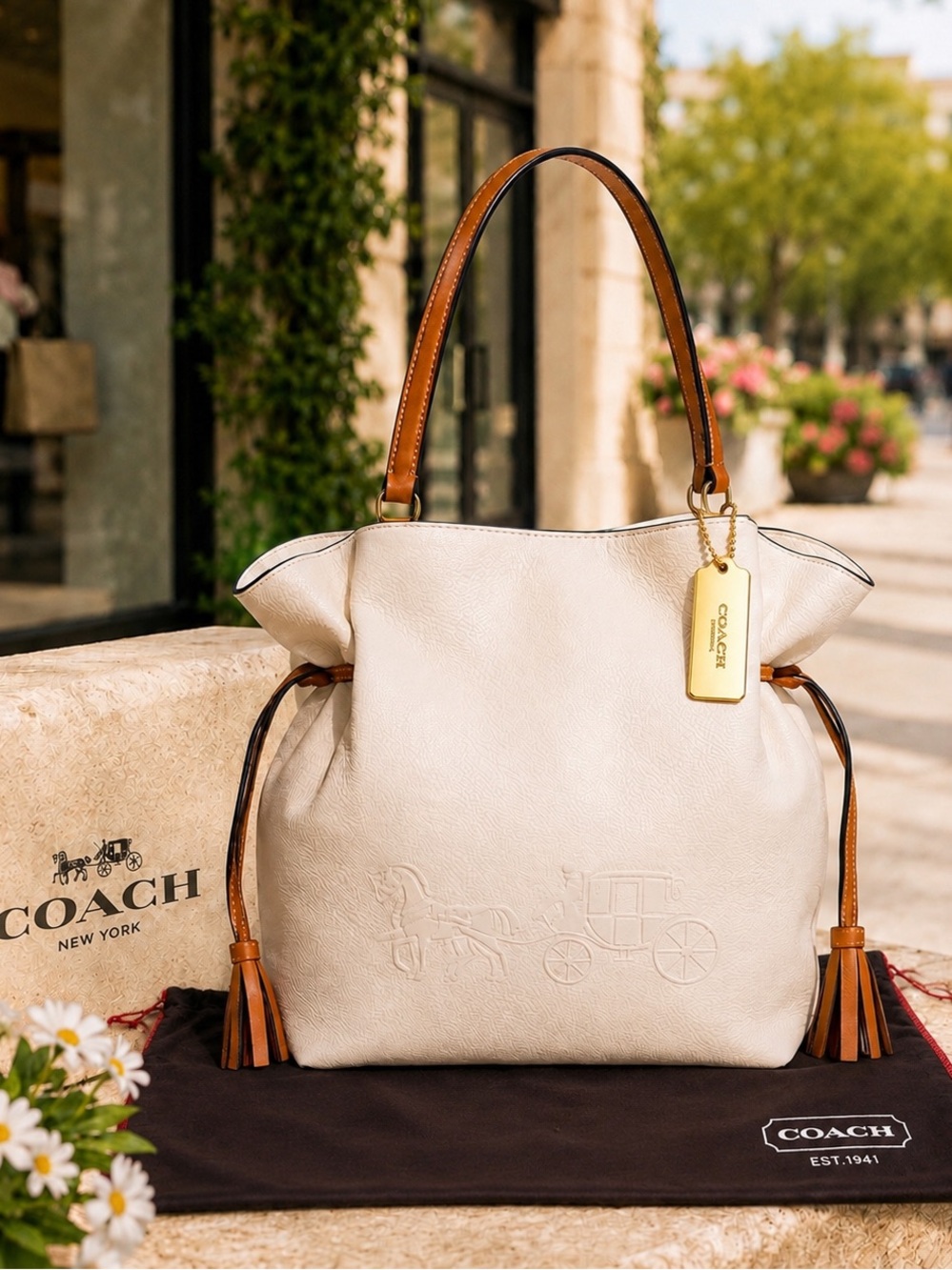 Coach Andy Tote with Horse & Carriage — Chalk Multi 💫